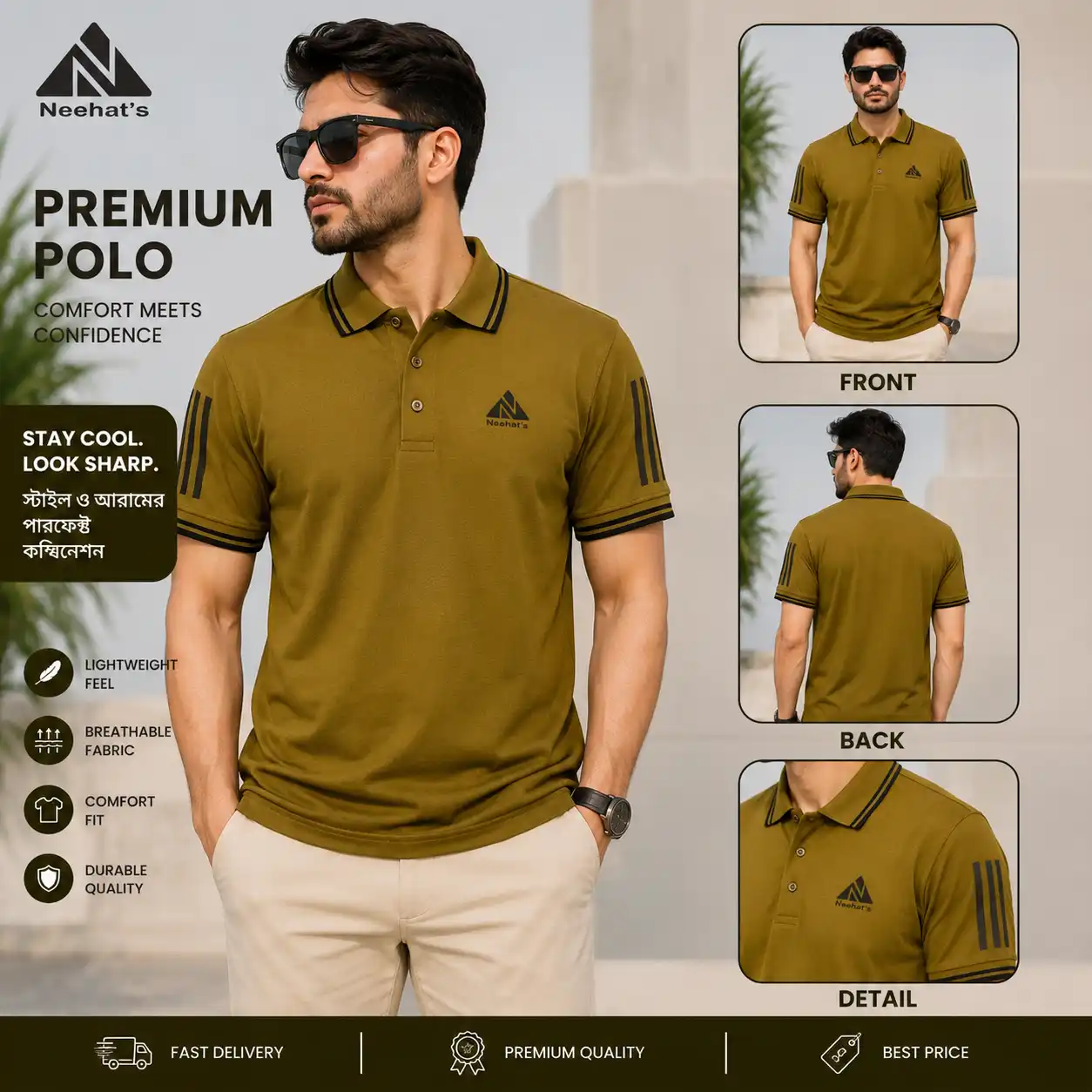 file_000000008f807208bfa0d194bc17f0f3-compressed Mesh Polo Shirt - Mustard Colour - Image 1